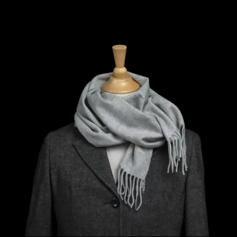 100% Cashmere Sjaal – Agaatgrijs | Luxe Dames Sjaal 176 × 33 cm | Elegant Kasjmier Met Franjes