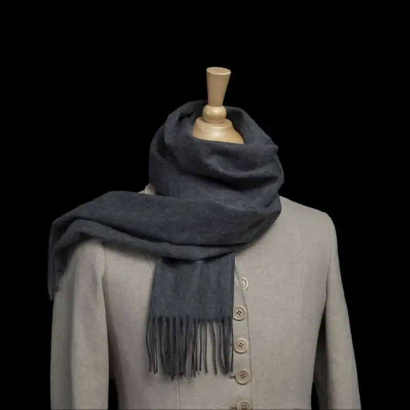 100% Cashmere Sjaal – Antracietgrijs | Luxe Dames Sjaal 176 × 33 cm | Elegant Kasjmier Met Franjes