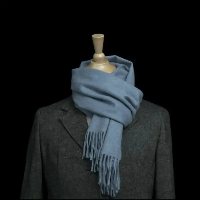100% Cashmere Sjaal – Duifblauw | Luxe Dames Sjaal 176 × 33 cm | Elegante Kasjmier Met Franjes