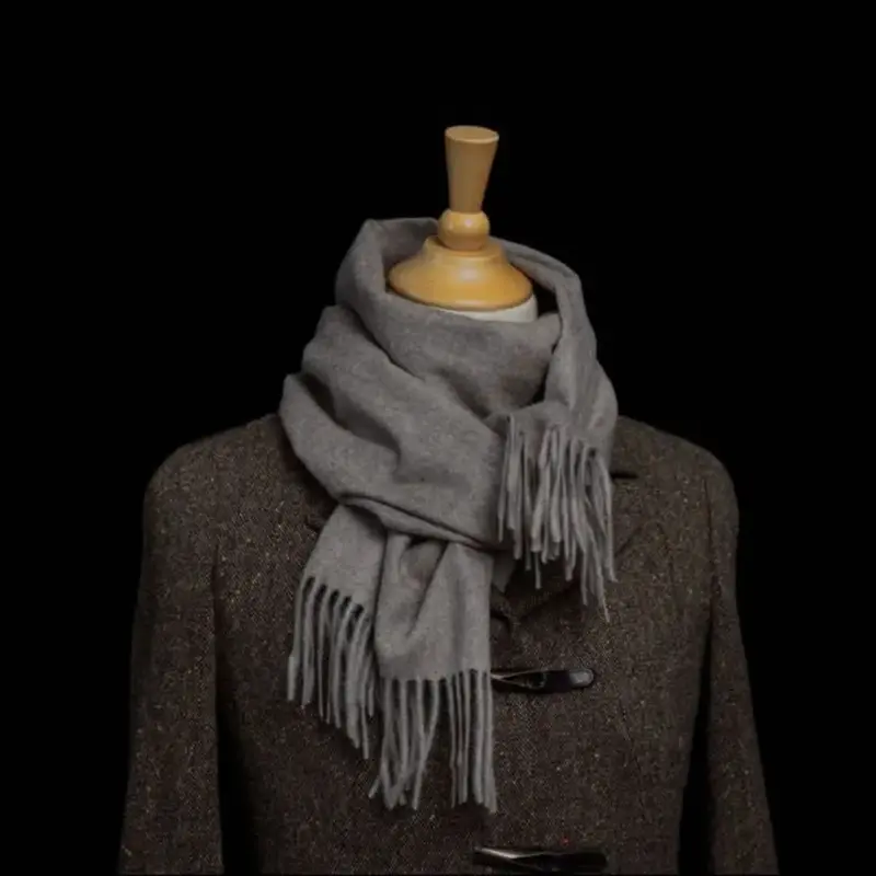 100% Cashmere Sjaal – Grijsbeige | Luxe Dames Sjaal 176 × 33 cm | Elegant Kasjmier Met Franjes