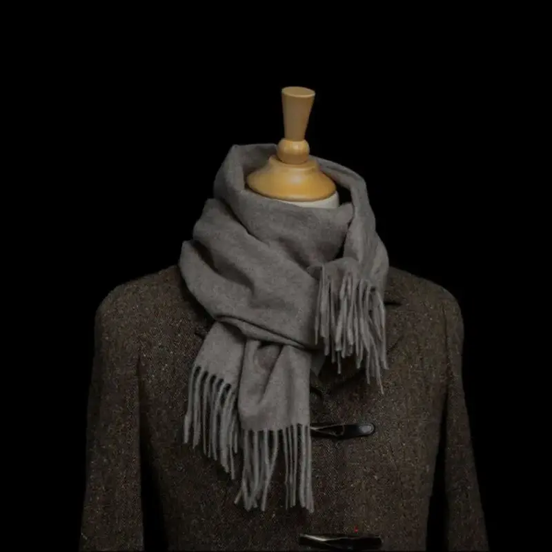 100% Cashmere Sjaal – Kwartsgrijs | Luxe Dames Sjaal 176 × 33 cm | Elegant Kasjmier Met Franjes