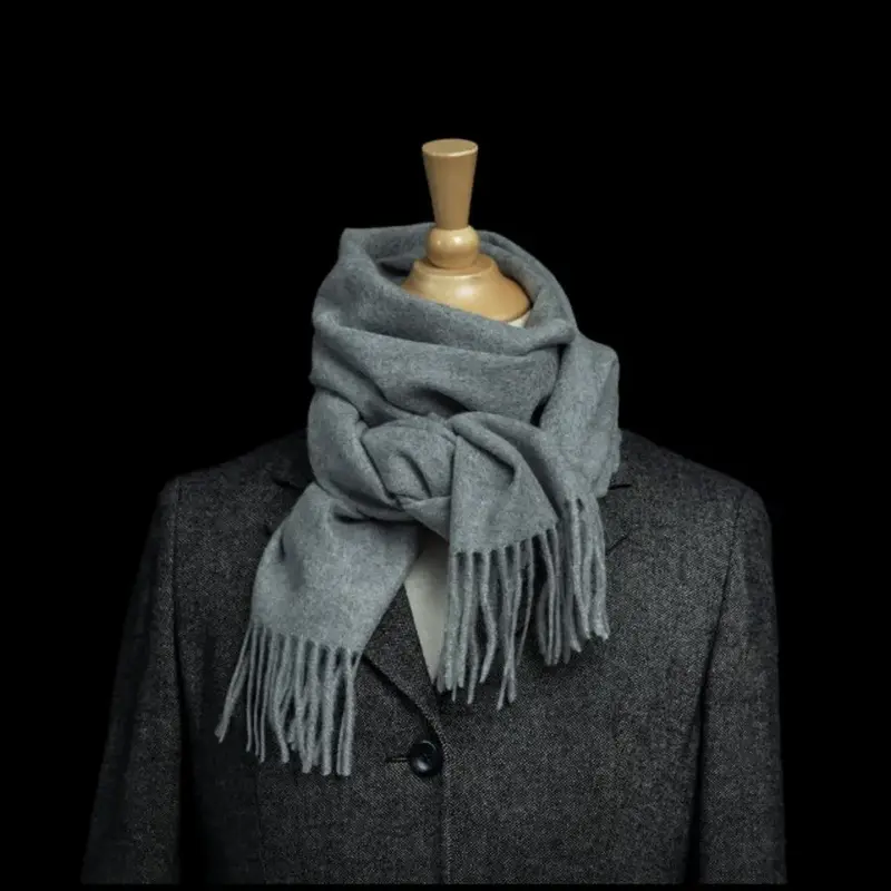 100% Cashmere Sjaal – Verkeersgrijs A | Luxe Dames Sjaal 176 × 33 cm | Elegant Kasjmier Met Franjes