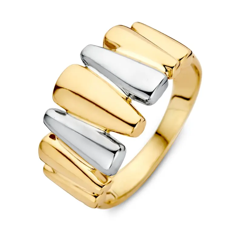 14 Karaat Bicolor Damesring – Luxe en Elegantie in Geel- en Witgoud