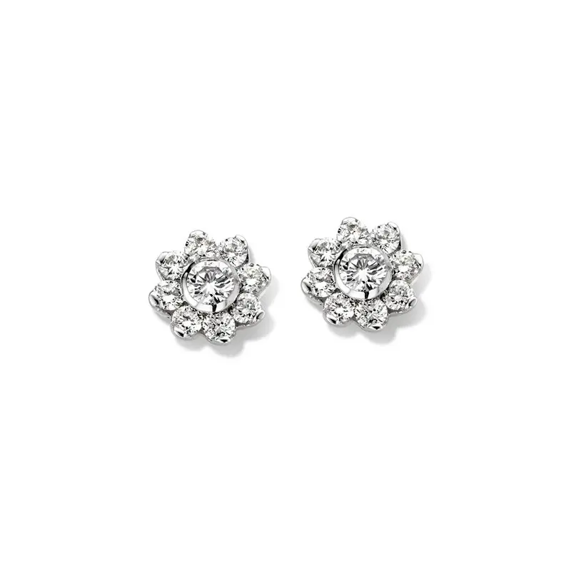 14 Karaat Bicolor Gouden Oorstekers met Briljant - 0,26 crt Diamant