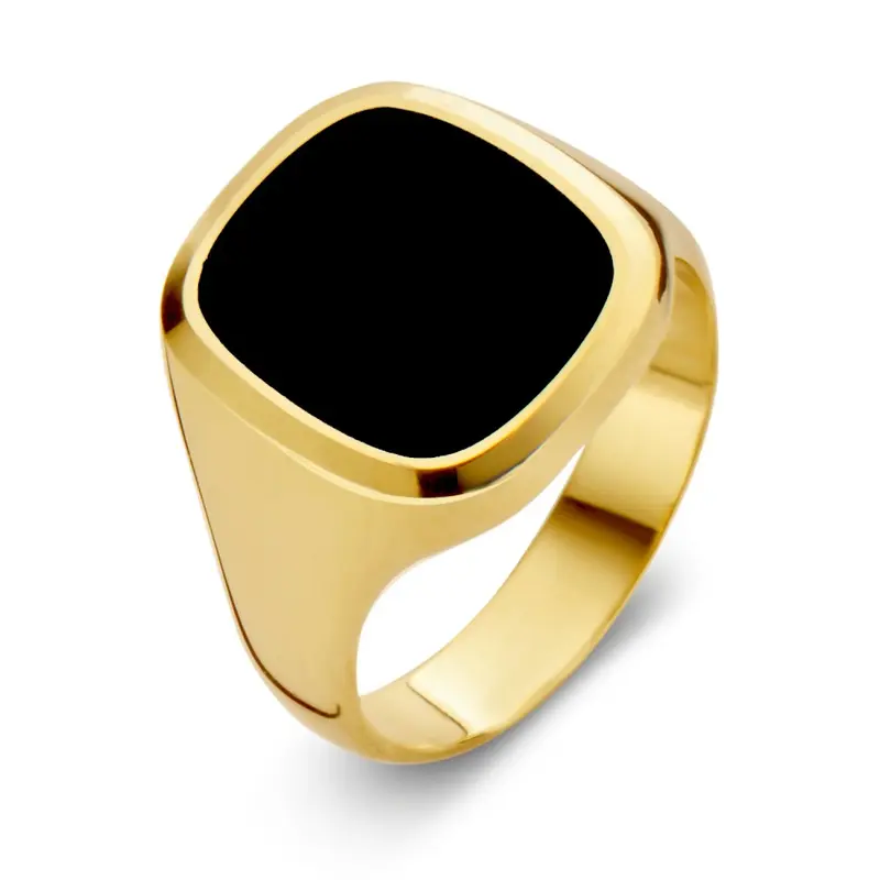 14 Karaat Gele Gouden Oorstekers met Onyx voor Dames – Luxe en Elegantie