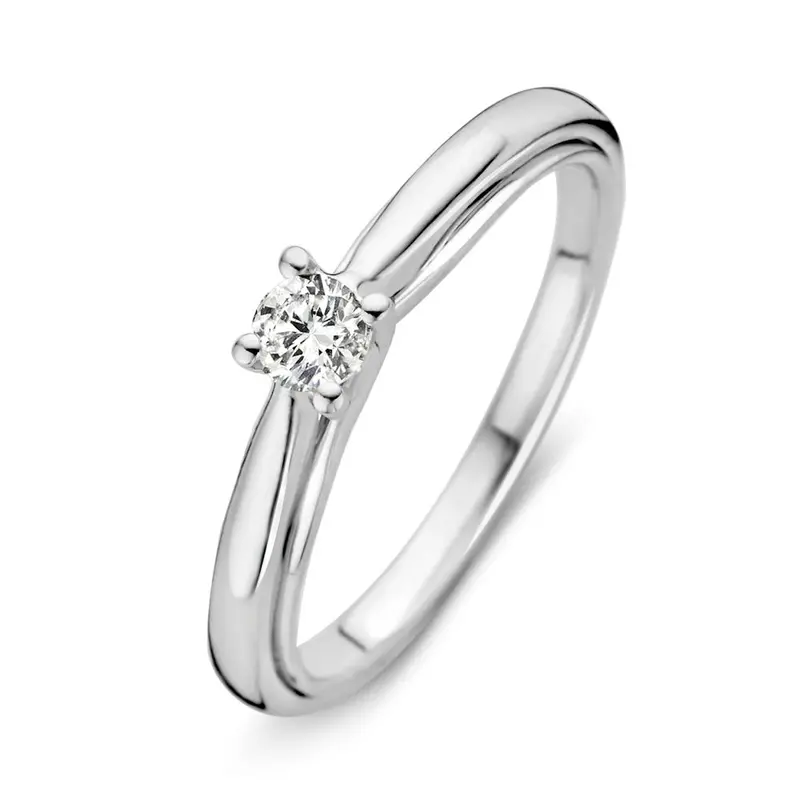 14 Karaat Witgouden Ring met 0,20 Caraat Briljant Diamant