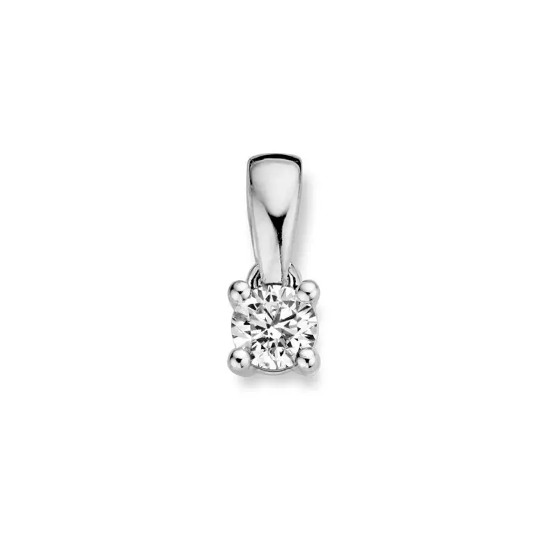 14 Karaat Witgouden Solitair Hanger met 0,16ct Briljant Diamant