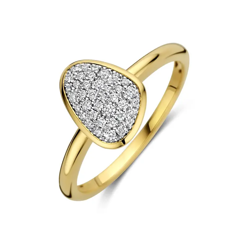 14k Bicolor dames ring met diamant – 10,5 x 8 mm