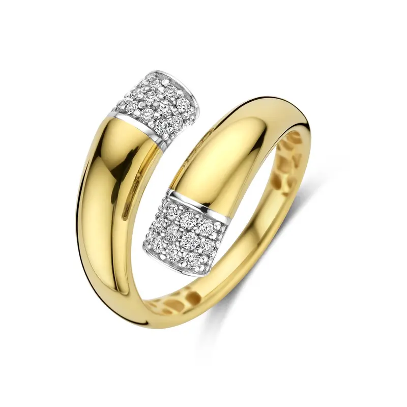 14k Bicolor dames ring met diamant – 16 mm breed