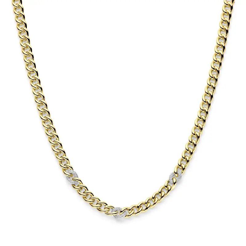 14k Bicolor Geel- en Witgouden Collier met Diamant