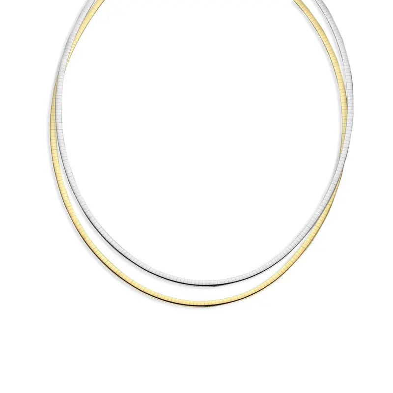 14k Bicolor geel- en witgouden omega collier