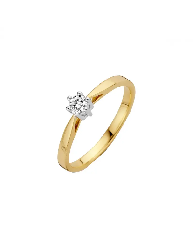 14K Bicolor Goud Classico Diamant Ring 1 x 0.06 ct