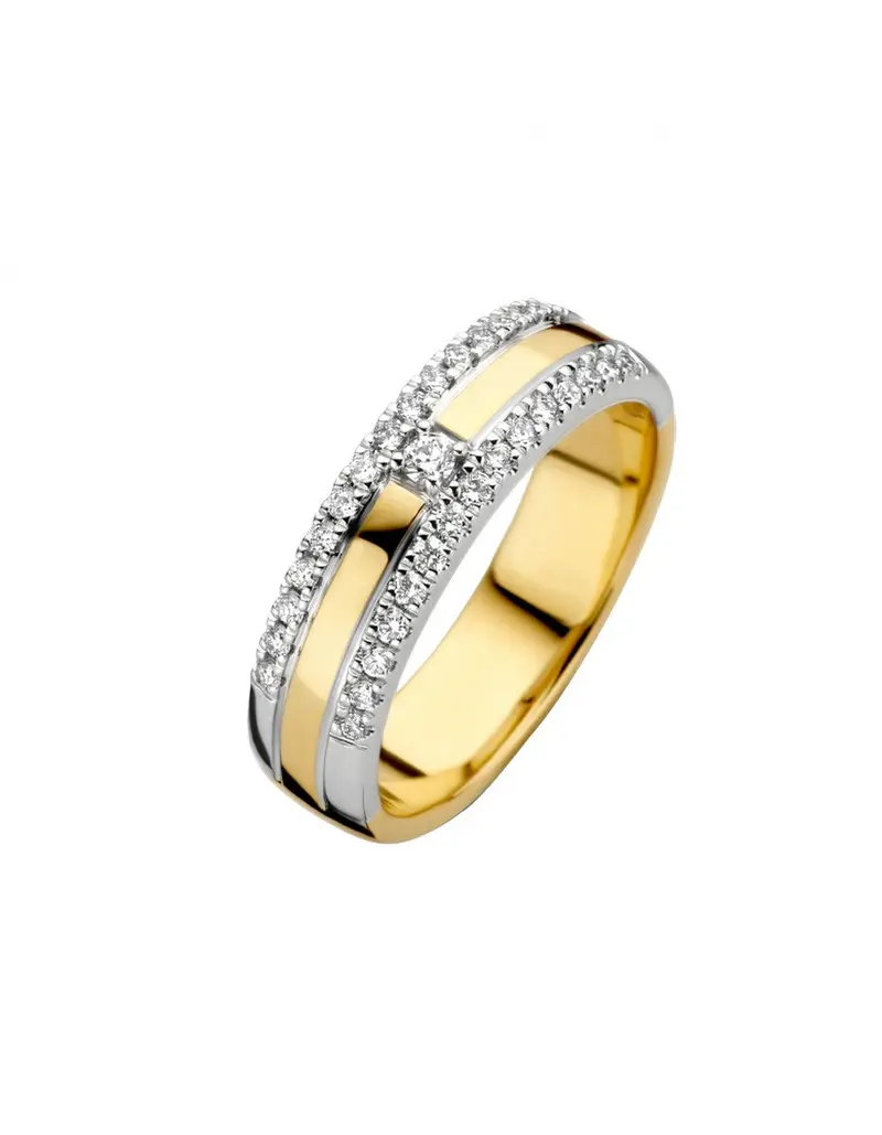 14K Bicolor Goud Fiora Diamant Ring 0.30 ct Actief