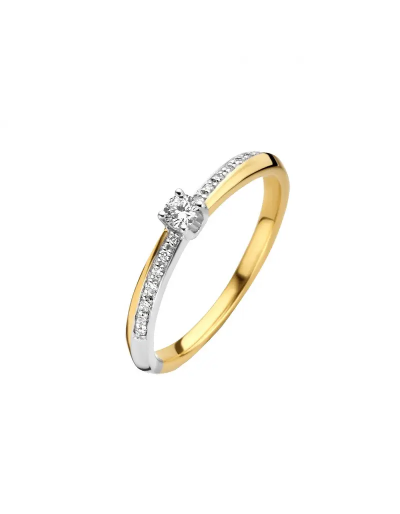 14K Bicolor Goud Mare Diamant Ring 0.14 ct