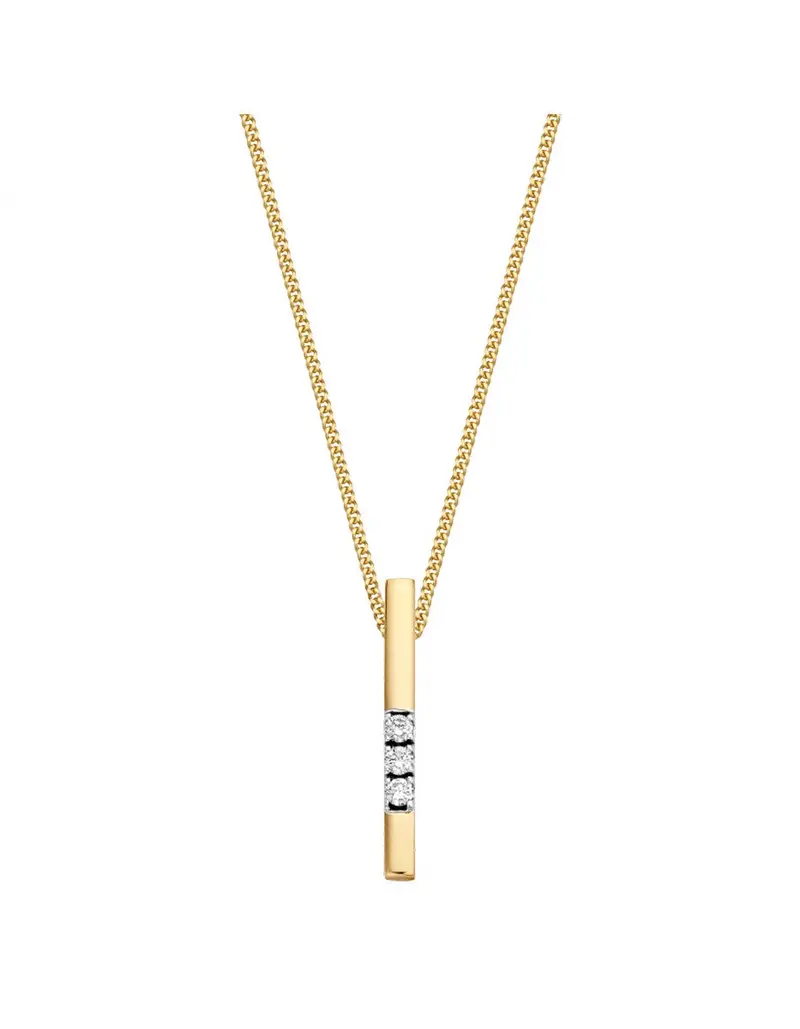 14K Bicolor Goud Memoire Diamant Hanger 3 x 0.03 ct