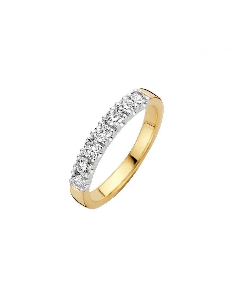 14K Bicolor Goud Memoire Diamant Ring 7 x 0.03 ct