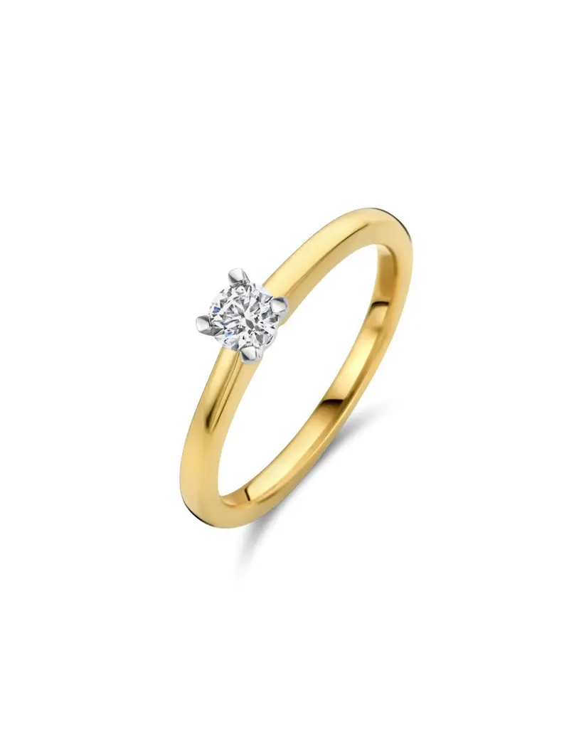 14K Bicolor Goud Quattro Diamant Ring 1 x 0.12 ct
