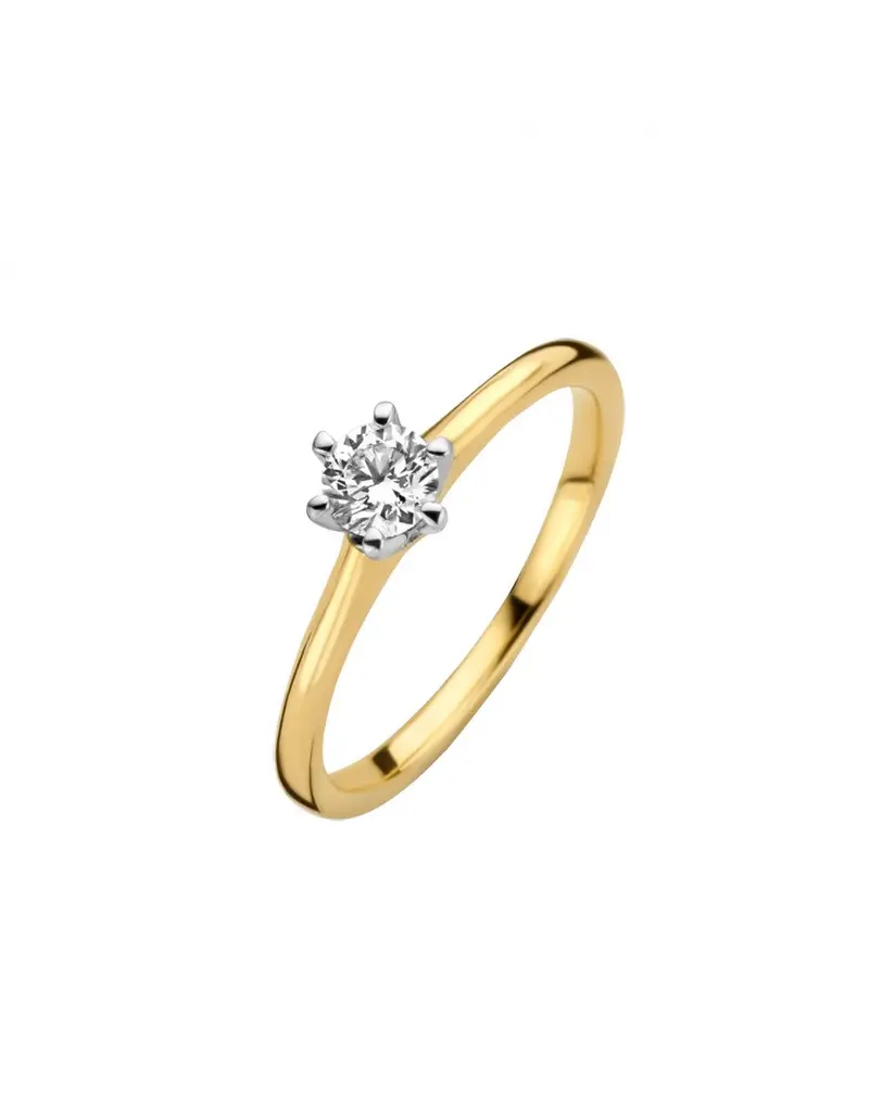 14K Bicolor Goud Reale Diamant Ring 1 x 0.40 ct