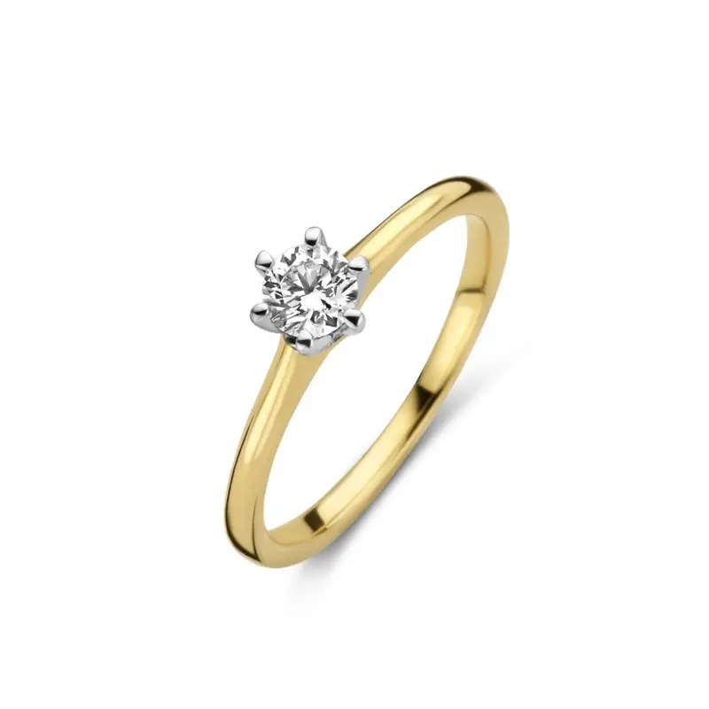 14K Bicolor Goud Solitair Ring 1 x 0.17 ct 707291007