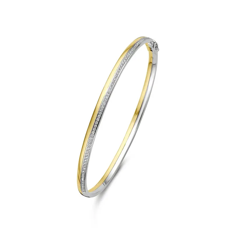 14k Bicolor gouden bangle met diamant