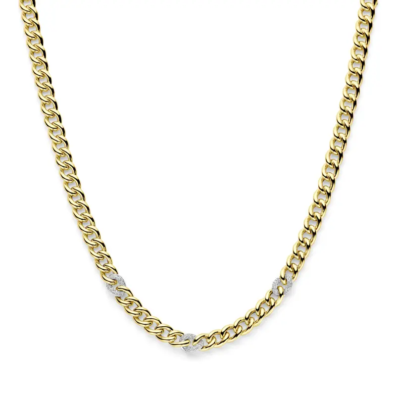14K Bicolor Gouden Diamanten Ketting voor Dames 7 mm – 4209041
