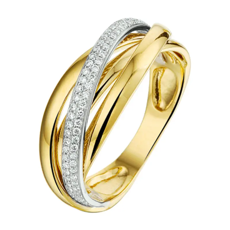 14K Bicolor Gouden Diamanten Ring 8,5 mm – 4207439