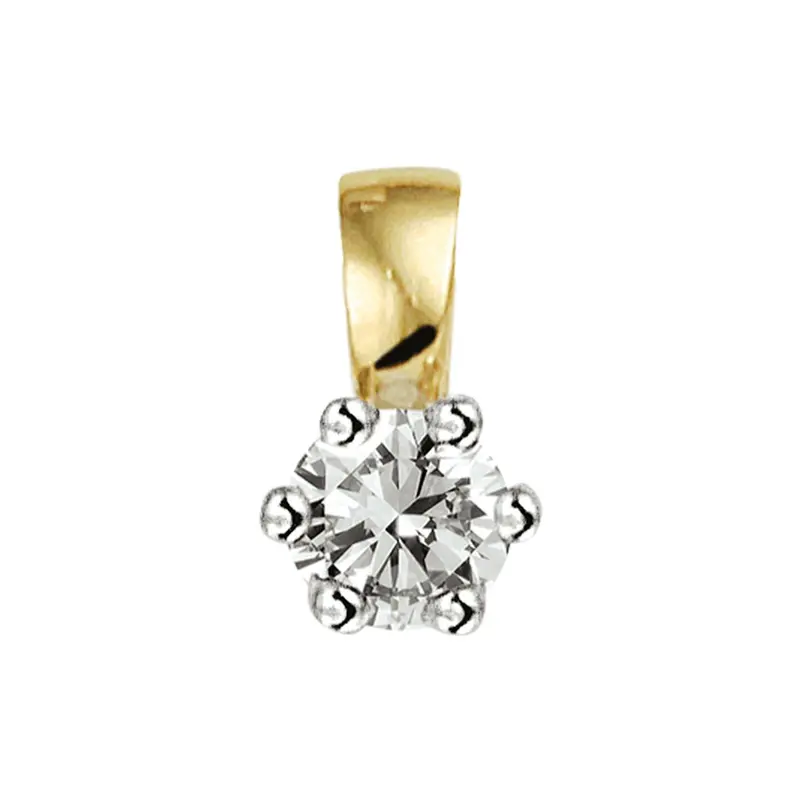 14k bicolor gouden hanger met diamant – geel- en witgoud