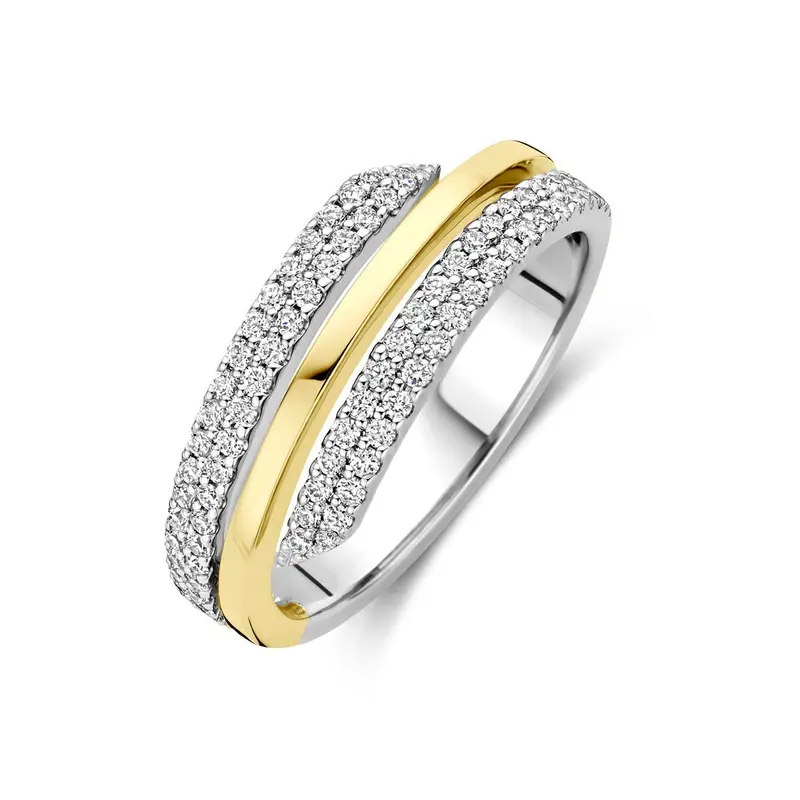 14k bicolor gouden ring met diamant 0.40ct