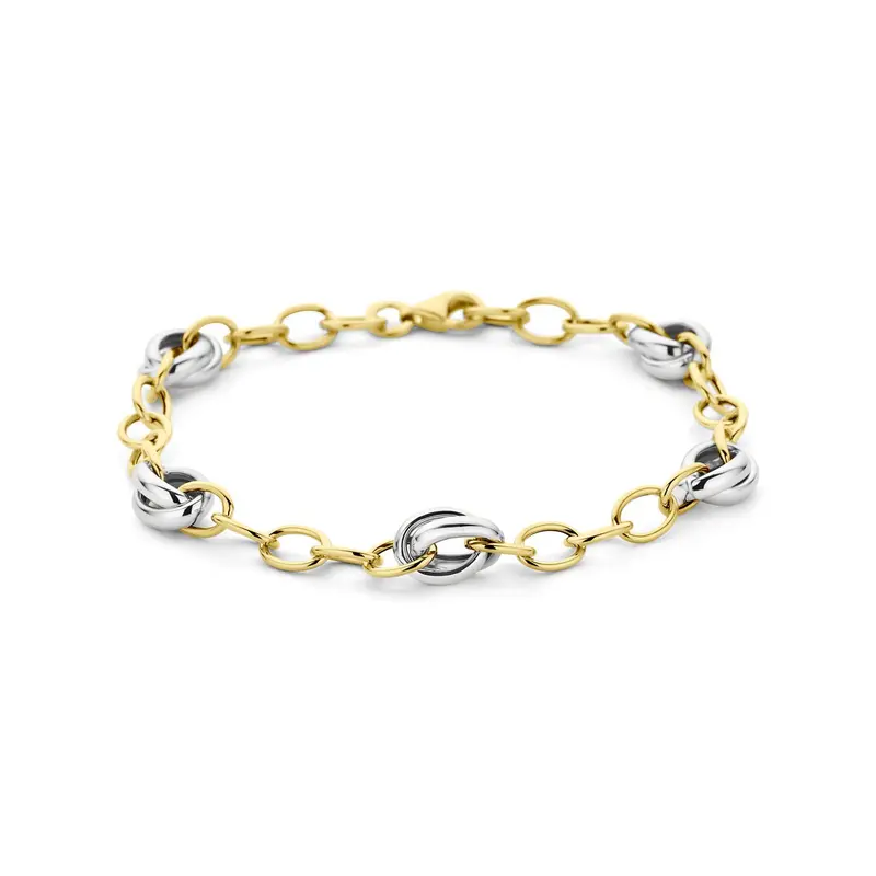 14k Bicolor gouden schakel armband