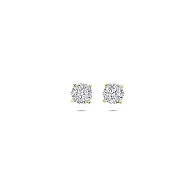 14k bicolor oorknoppen met diamant – 0.25ct, 5mm