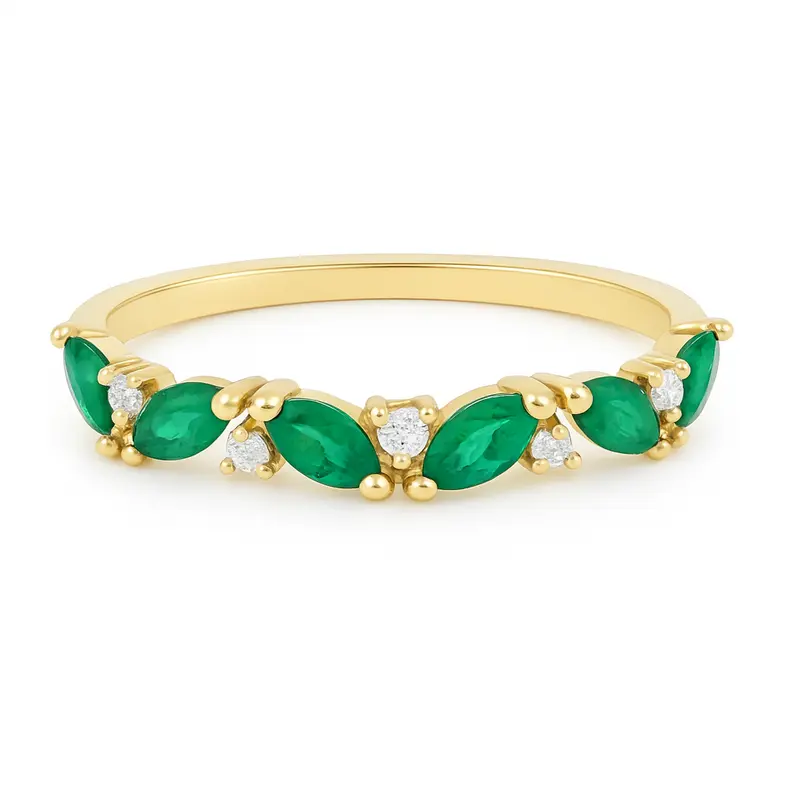 14K Diamant Smaragd Ana Ring