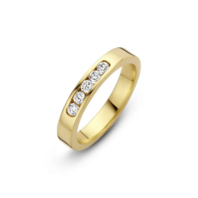 14K Geelgoud Rijring Diamant Ring 5 x 0.05 ct 706160525