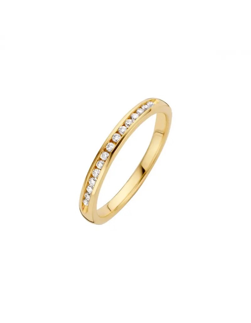 14K Geelgoud Sider Diamant Ring 15 x 0.01 ct