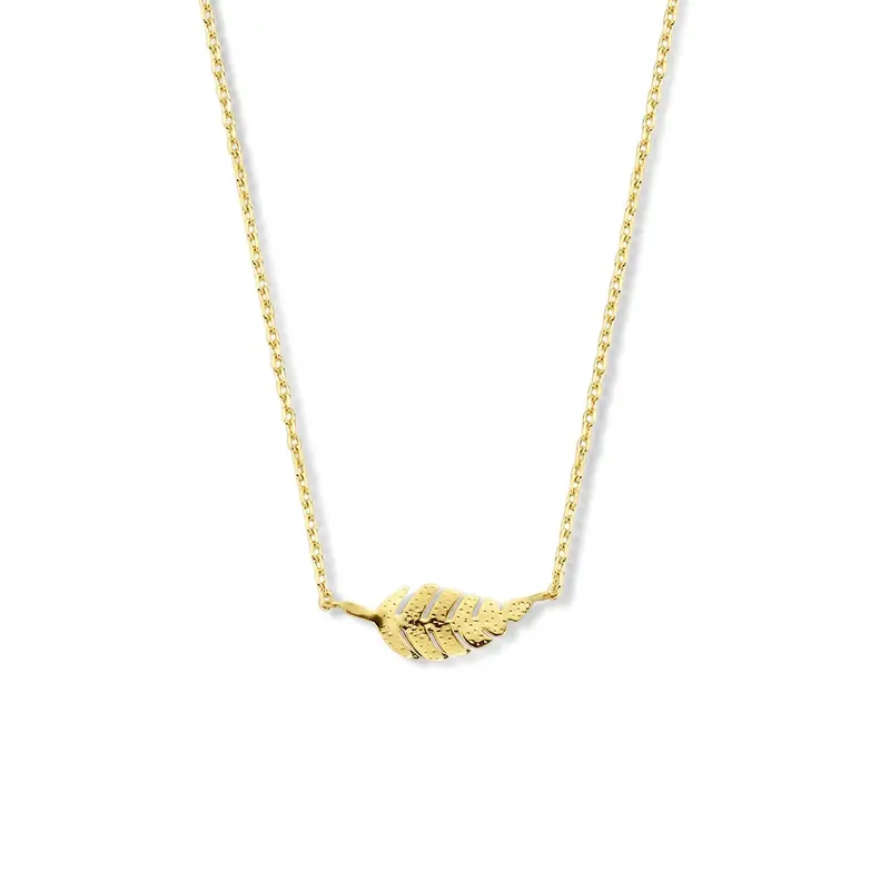 14k geelgouden anker collier met veer