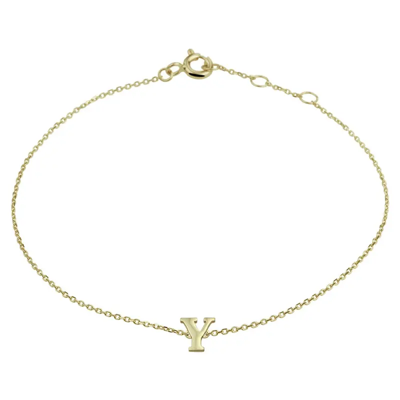 14k Geelgouden ankerarmband met letter