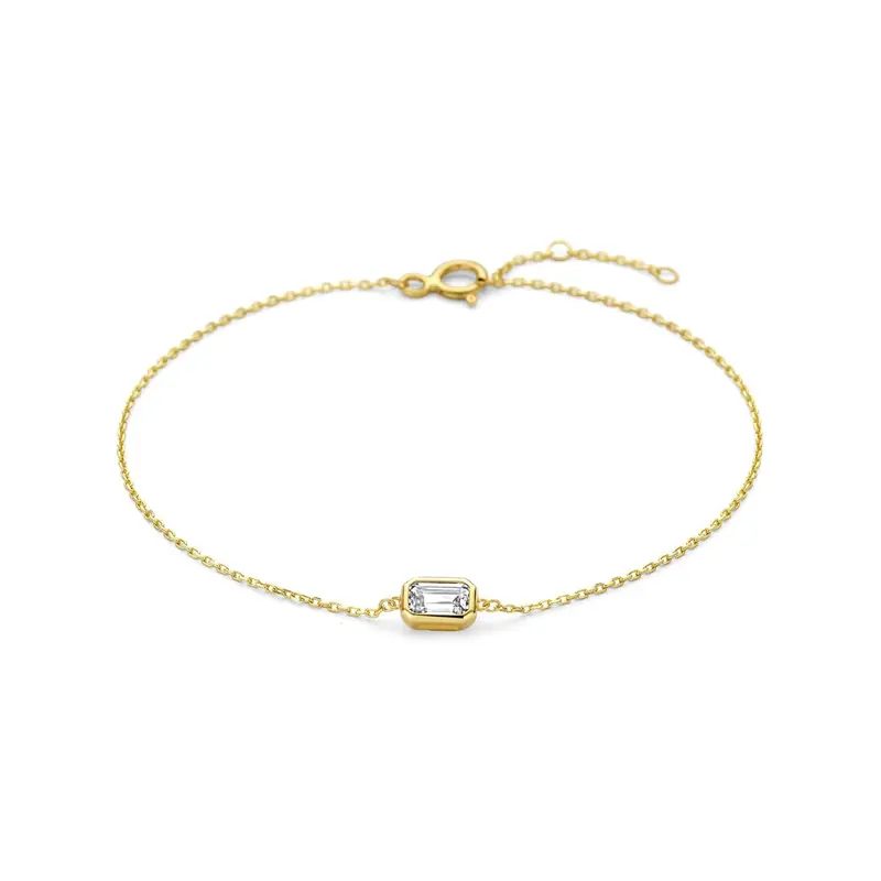 14k Geelgouden armband met emerald geslepen zirkonia