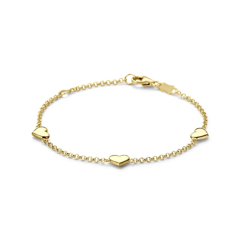 14k Geelgouden Armband met Hartjes