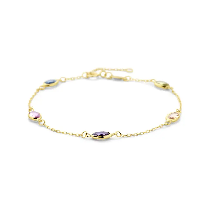 14k Geelgouden Armband met Synthetische Edelstenen