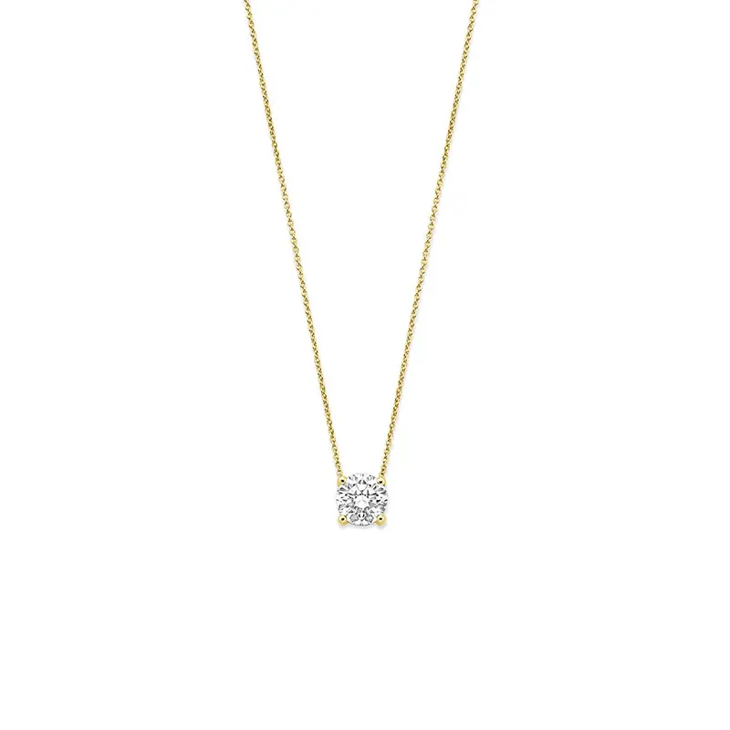14k Geelgouden collier met 1.00 ct lab grown diamant