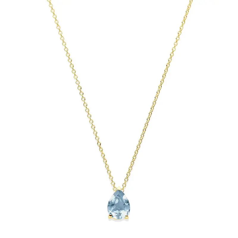 14k Geelgouden collier met blauwe topaas