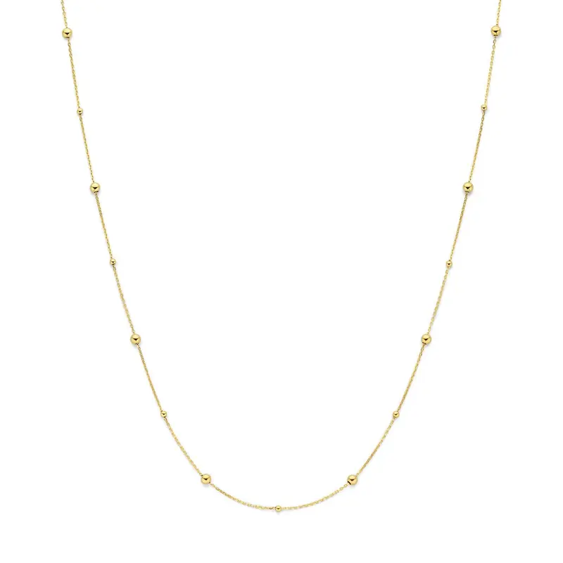 14k Geelgouden collier met bolletjes