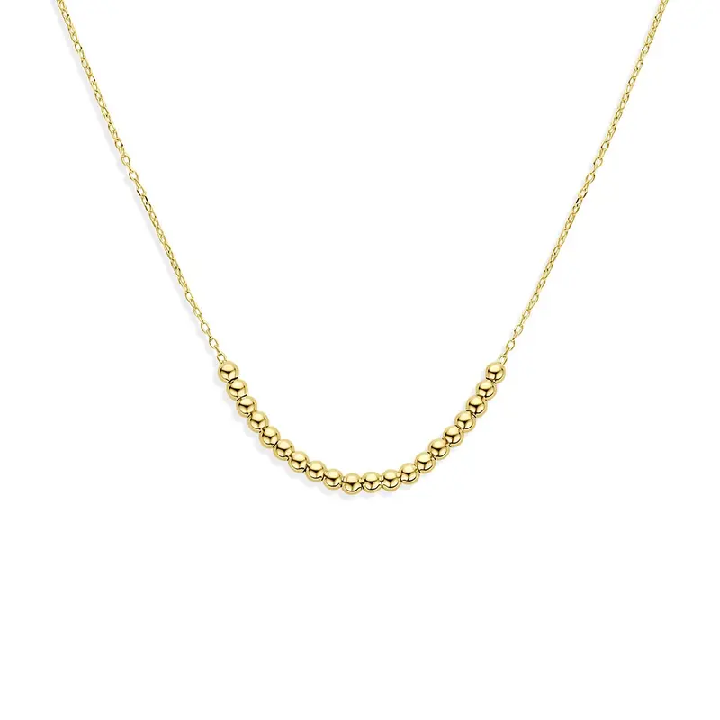 14k Geelgouden collier met bolletjes