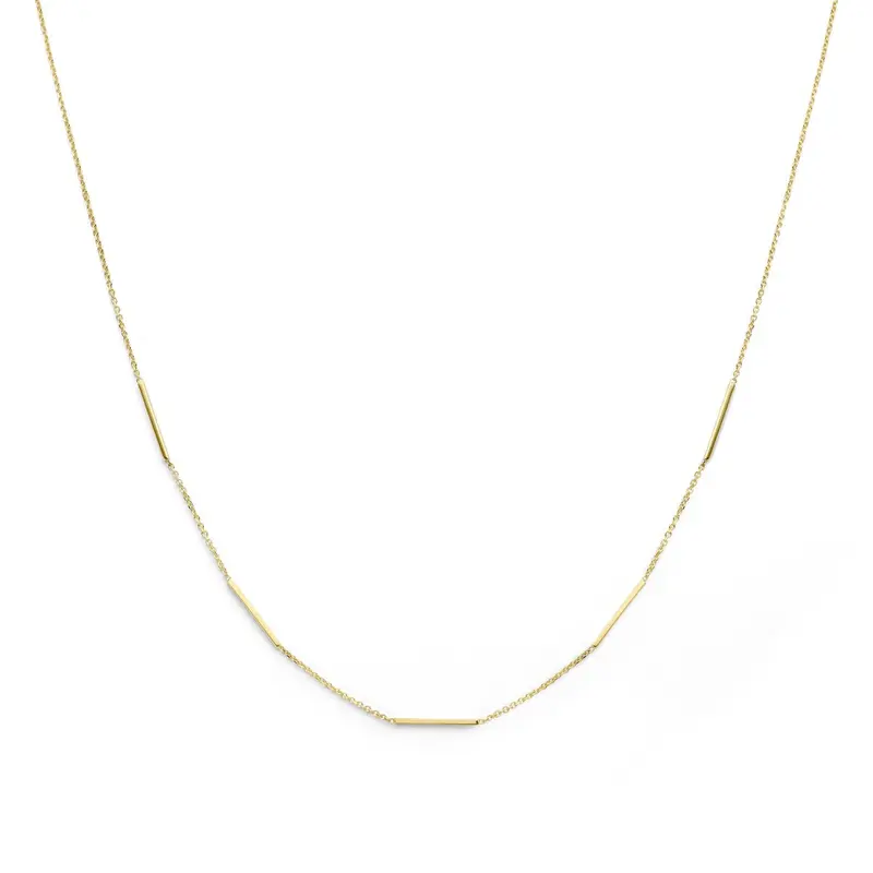 14k Geelgouden collier met buisjes