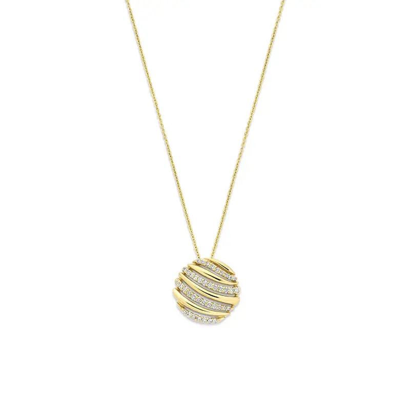 14k Geelgouden collier met diamant 0.15ct