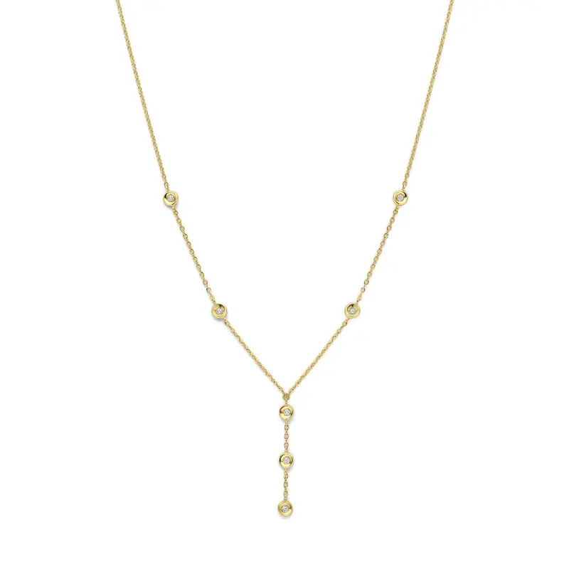 14k geelgouden collier met diamant 0,21 ct