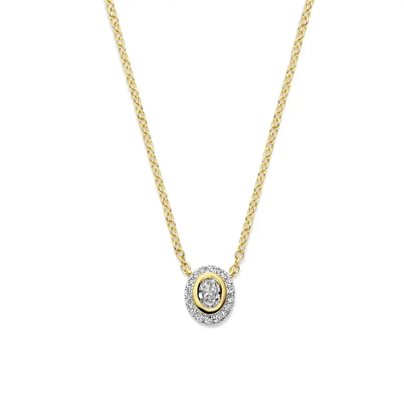 14k Geelgouden Collier met Diamant – Entouragezetting 0.25ct