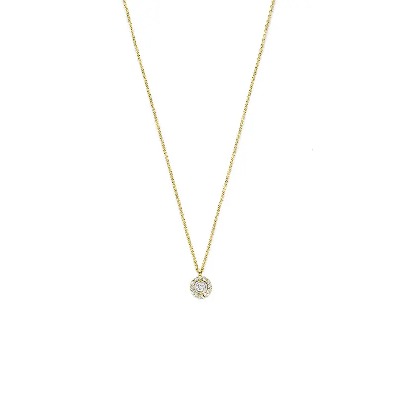 14k Geelgouden collier met diamant