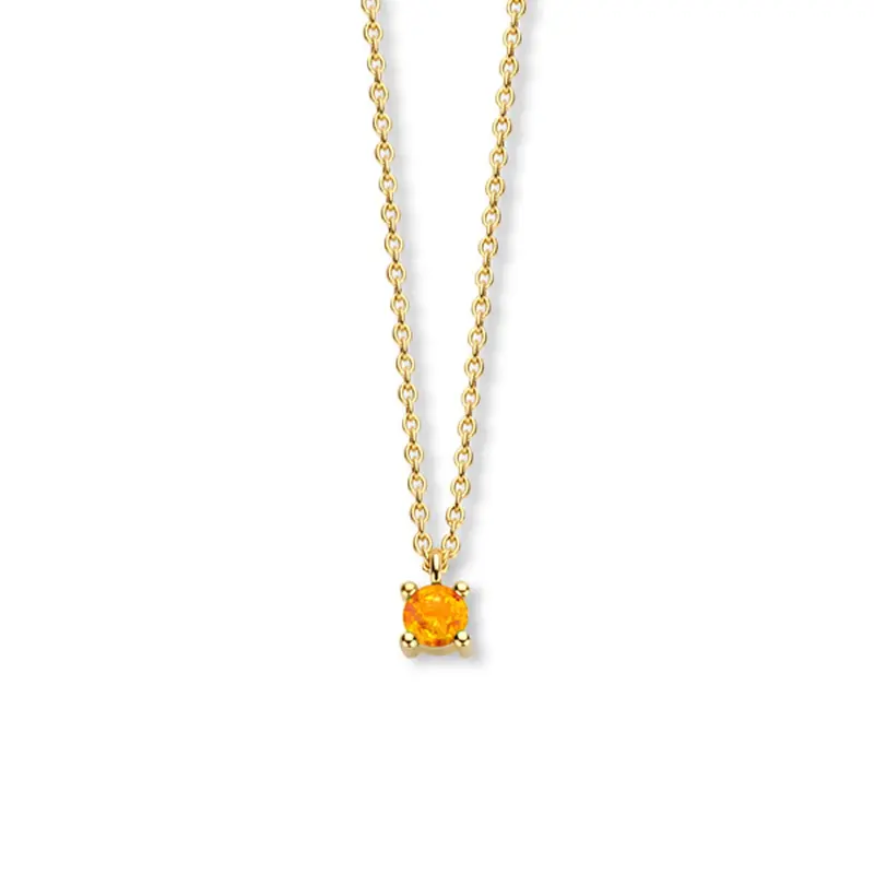 14k Geelgouden collier met geboortesteen citrien