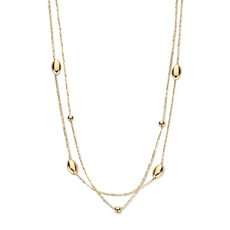14K Geelgouden Collier met Gouden Elementen – Elegant Sieraad voor Dames