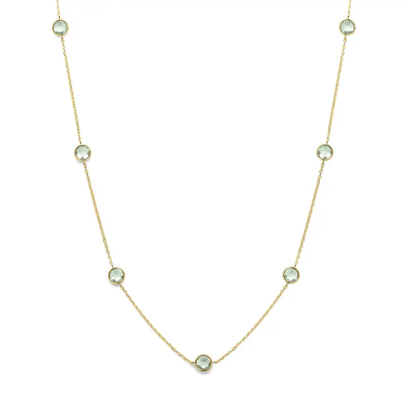 14k Geelgouden collier met groene amethist